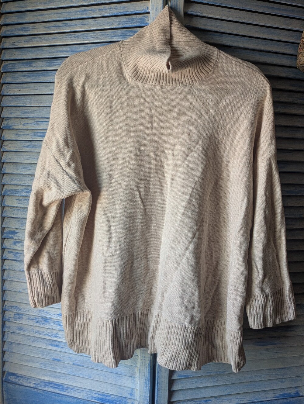 Alashan Cozy High-Neck Knit Sweater in Light Beige